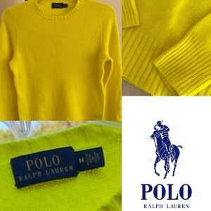 POLO RALPH LAUREN Bright Neon Yellow Wool and Cashmere Sweater - Medium 🍋